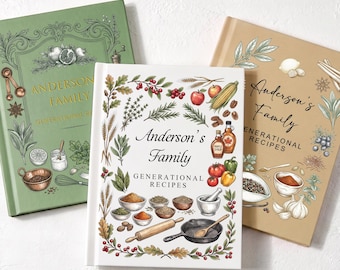 Personlig familjereceptbok, anpassad matlagningsdagbok, dina egna recept, anpassad familjekokbok, present till mamma och pappa, köksanteckningsbok