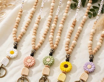 Personligt Boho lärarsnodd Anpassad sjuksköterskepresent Lärarpresent Daisy Pärlfärgad lärarsnodd Läraruppskattningspresent Sjuksköterske-ID-hållare