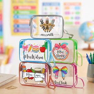 Bolsa de regalo personalizada para profesores, bolsa de playa de PVC transparente con nombre personalizado, regalo de agradecimiento para profesores, regalo personalizado para profesores, regalo de regreso a clases imagen 9
