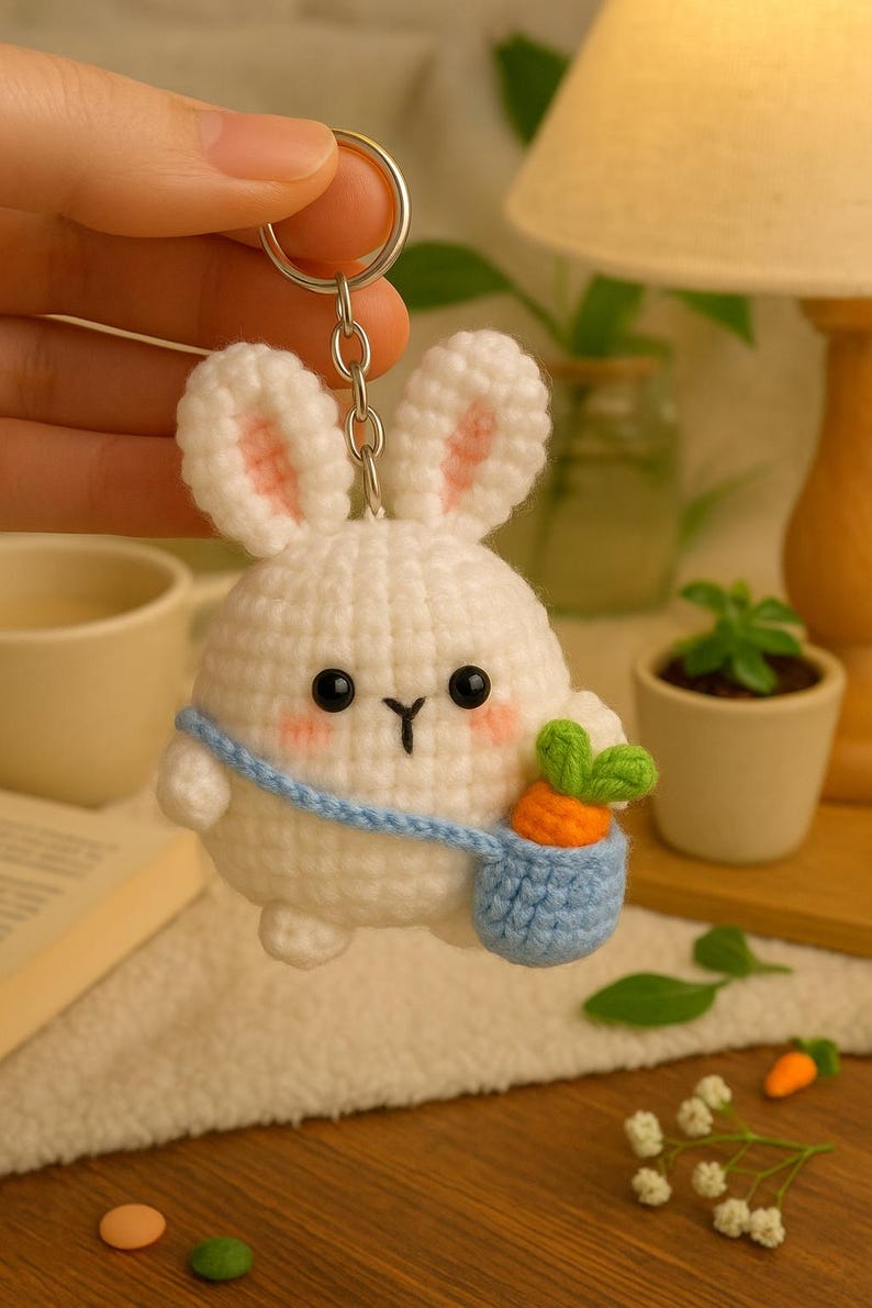 Porte-clés Peluche Lapin Carotte – Accessoire En Peluche Doux, Décoratif Pour Sac à Dos, Valise – Cadeau Pour Fille Et Garçon