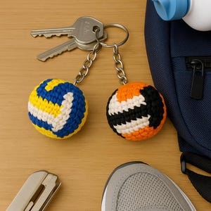Handmade Crochet Volleyball Keychain: Sports Fan Gift