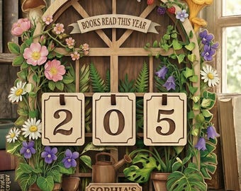 Letrero de madera personalizado con plantas para leer, decoración de pared con los libros leídos este año, letrero de biblioteca con nombre personalizado para amantes de los libros y lectores.