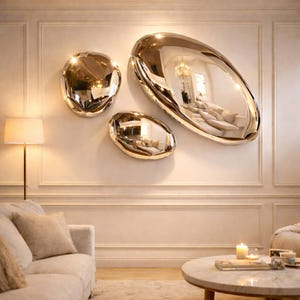 Irregular Organic Wall Mirror – Set of 3 Sculptural Modern Statement Designer Decor ( Size 1 )
