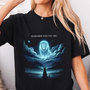 T-shirt med lejonkattmotiv, grafisk t-shirt, 100 % bomull i bekväma färger