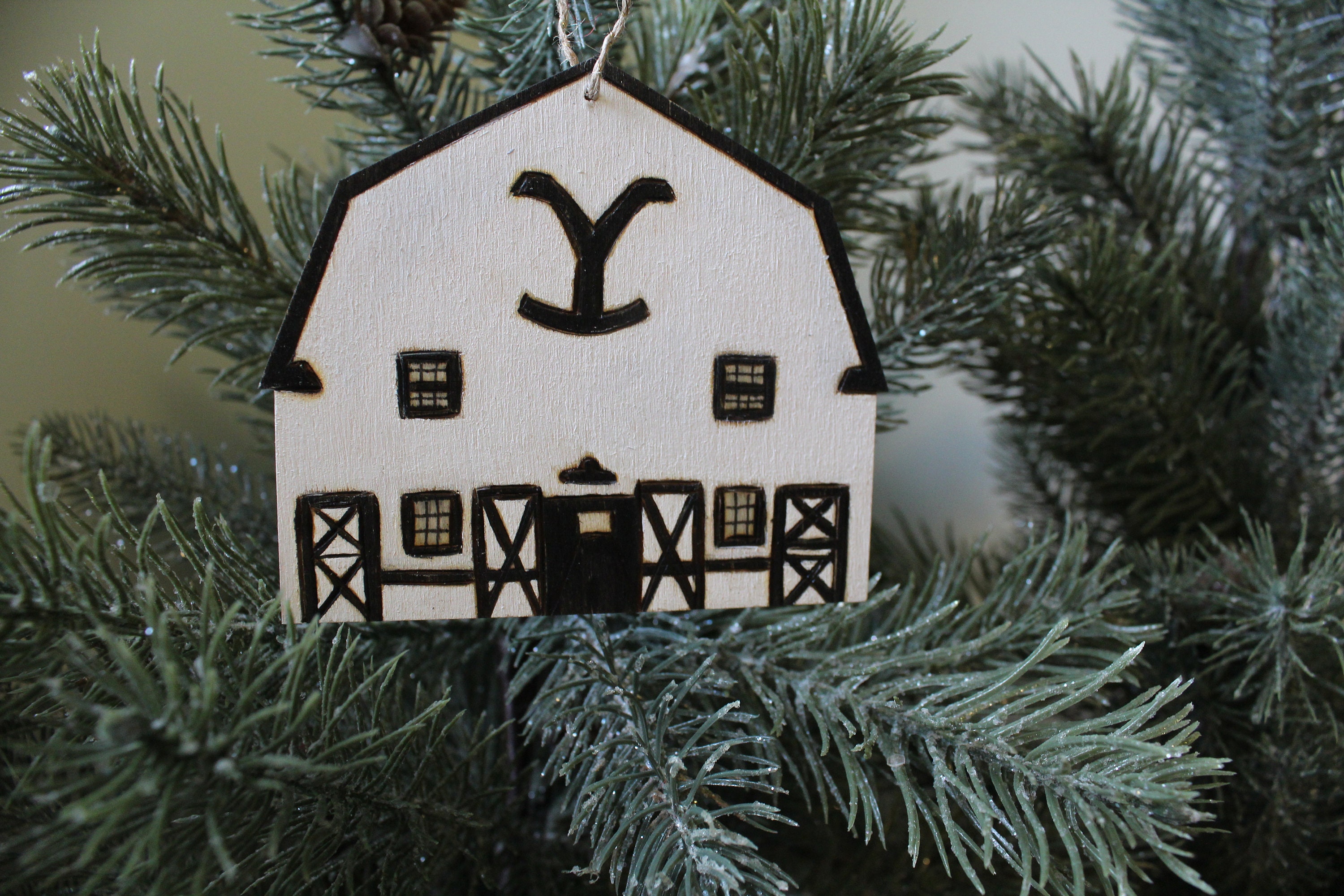 Yellowstone Dutton Ranch Barn Christmas Ornament yellowstone brand