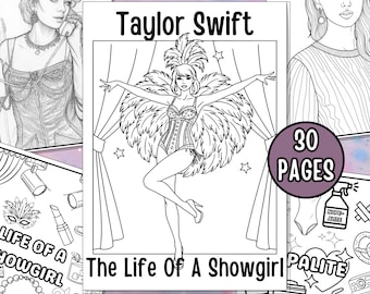 Taylor Inspired Coloring Pages for Swifties : Life Of A Showgirl | TLOAS Design Instant Download (UPDATED Now with Opalite & 5 Pages)