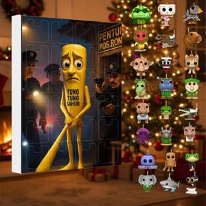 Lustiger Brainrot Adventskalender, Tung Tung Tung Sahur Adventskalender, Lustiger Weihnachtsadventskalender, Einzigartiges Feiertags Countdown Geschenk