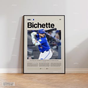 Bo Bichette Poster, Toronto Blue Jays Wall Art Print, Framed MLB Baseball Decor