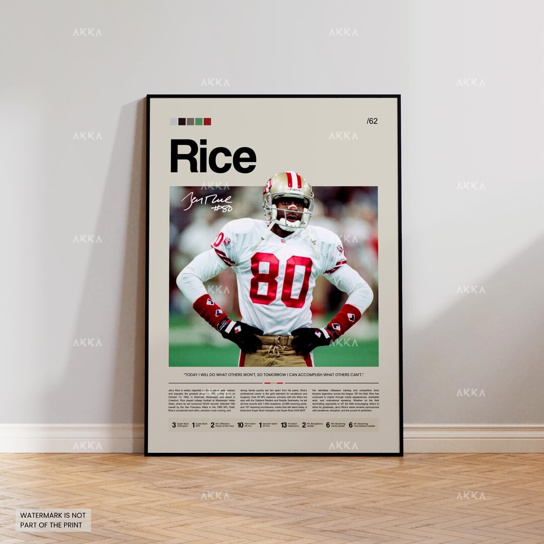 Jerry Rice Poster, Rice 49ers Print, Framed Rice San Francisco Art ...