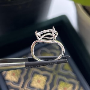 East West Pear Semi Mount Engagement Ring, Solid Gold Curved Wave Ring Setting Only, 14K Yellow Gold Unique Wave Semi-Mount Wedding Ring