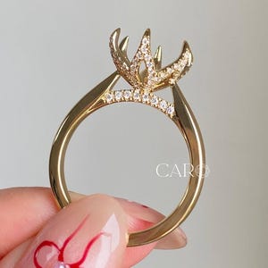 Unique Tulip Floral Engagement Ring Setting White Gold Round Cut Moissanite Ring Setting Cathedral Setting Custom Semi Mount Promise Ring