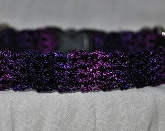 Shadow - Ultra soft light weight purple crochet Cat collar - unique breakaway adjustable cat collar