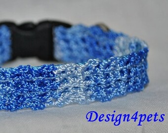 Shadow - Ultra soft Breakaway Cat collar - blue crochet handmade crochet unique design
