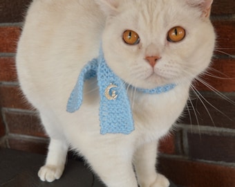 Écharpe chat Hamlet - breloque chat sur la lune - vêtements pour animaux de compagnie - fournitures pour animaux de compagnie - écharpe pour animaux de compagnie - tricotée à la main
