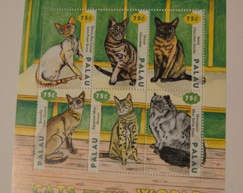 Bloc de timbres-poste chat vintage - Beaux objets de collection uniques pour les amoureux des chats