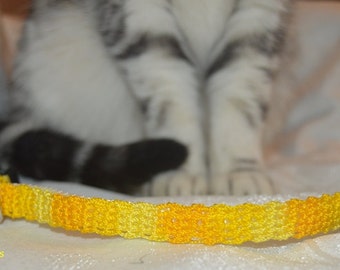 Isabella - Ultra soft crochet breakaway Cat collar - lovely adjustable safety unique handmade yellow multicolor cat collar