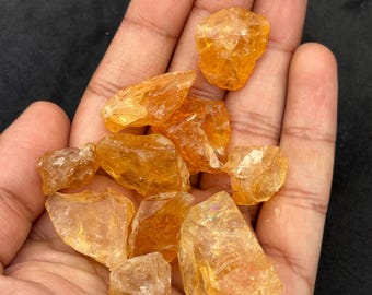 10 piece lot natural citrine crystal gemstone loose raw material citrine rough gemstone crystal for making jewelry
