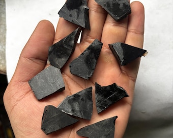 10 Stück Lot Schwarzer Onyx Edelstein Kristall lose schwarze Onyx Scheibe Edelstein Rohstein für Schmuckherstellung