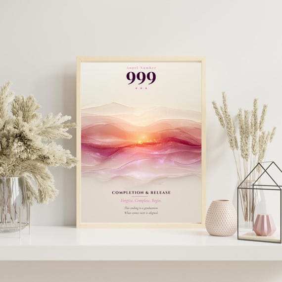 Angel Number 999 Print, Manifestation Wall Art, Abundance & Wealth Decor, Spiritual Gift, Digital Download