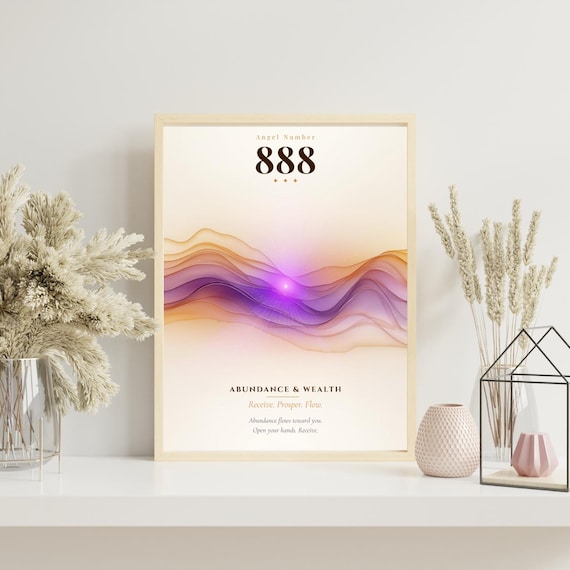 Angel Number 888 Print | Abundance & Wealth | Spiritual Wall Art | Aura Poster | Printable Digital Download