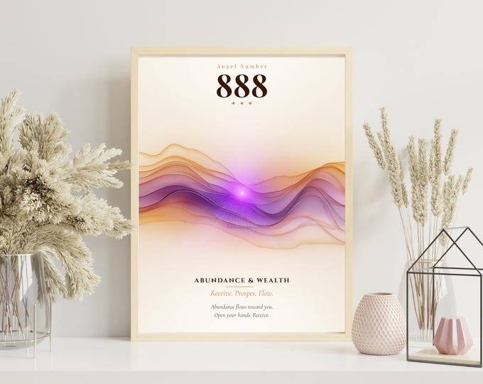 Angel Number 888 Print | Abundance & Wealth | Spiritual Wall Art | Aura Poster | Printable Digital Download