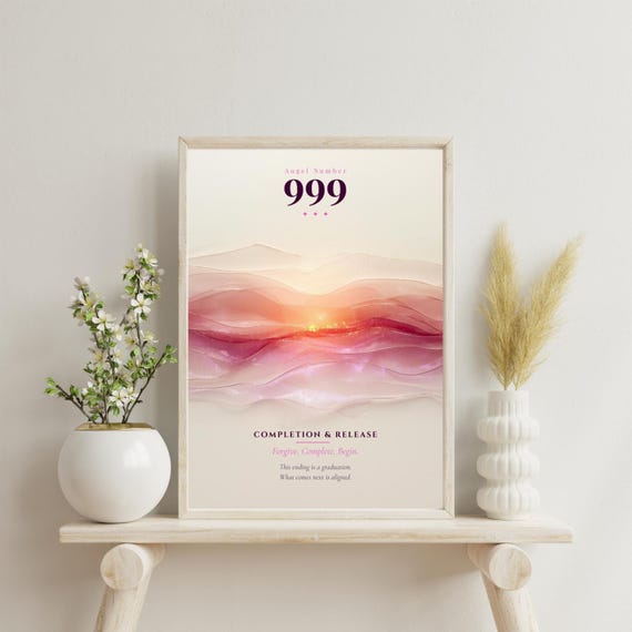 Angel Number 999 Print | Completion & Release | Spiritual Wall Art | Aura Poster | Printable Digital Download