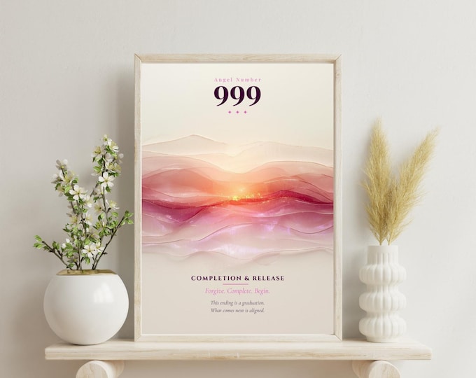 Angel Number 999 Print | Completion & Release | Spiritual Wall Art | Aura Poster | Printable Digital Download