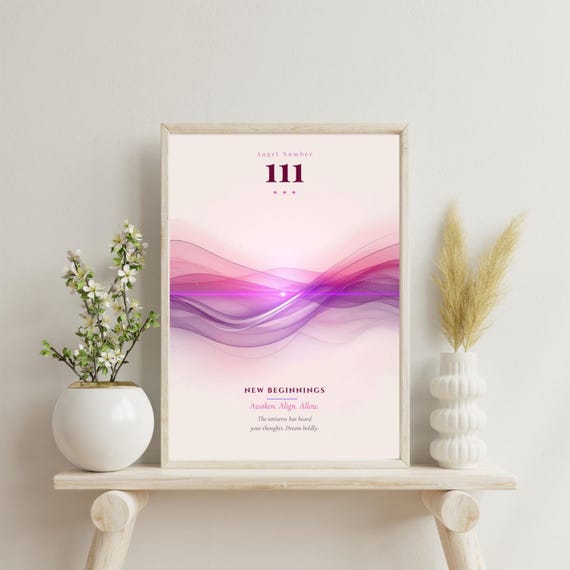 Angel Number 111 Print | New Beginnings | Spiritual Wall Art | Aura Poster | Printable Digital Download