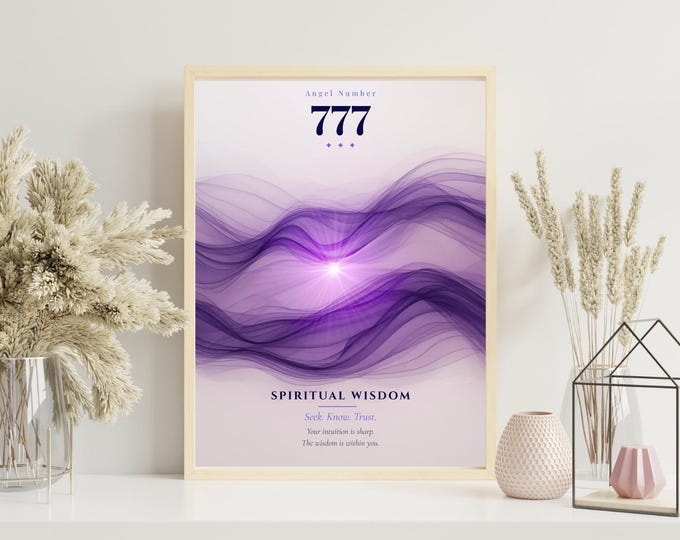 Angel Number 777 Print | Spiritual Wisdom | Spiritual Wall Art | Aura Poster | Printable Digital Download