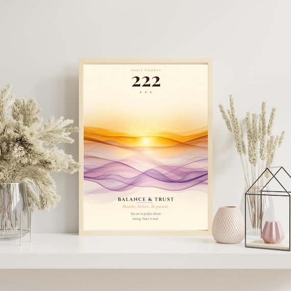 Angel Number 222 Print | Balance & Trust | Spiritual Wall Art | Aura Poster | Printable Digital Download