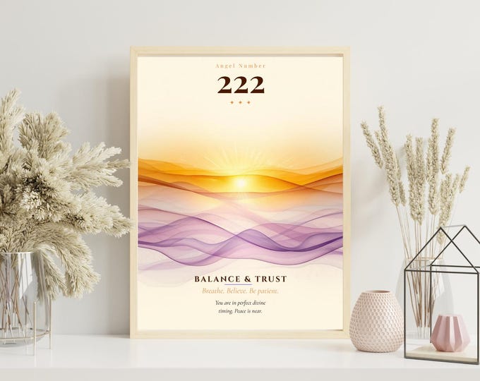 Angel Number 222 Print | Balance & Trust | Spiritual Wall Art | Aura Poster | Printable Digital Download