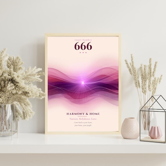 Angel Number 666 Print, Manifestation Wall Art, Love Harmony Decor, Spiritual Gift, Digital Download
