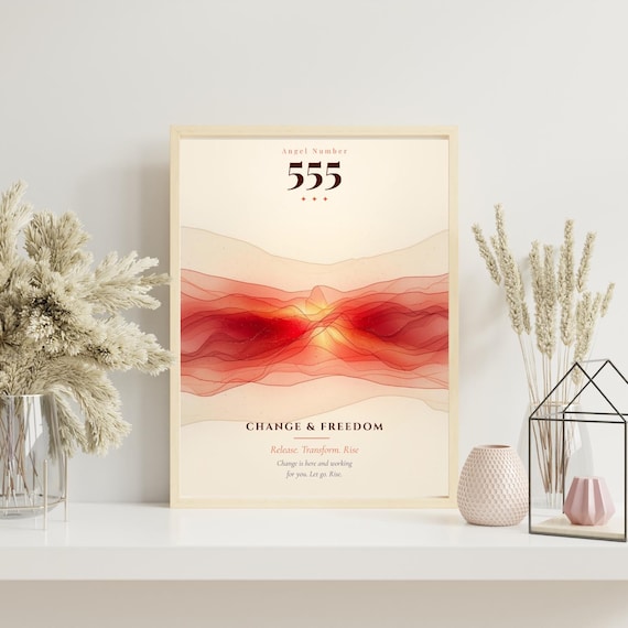 Angel Number 555 Print, Change Transformation Wall Art, Abundance Wealth Decor (Digital Download)