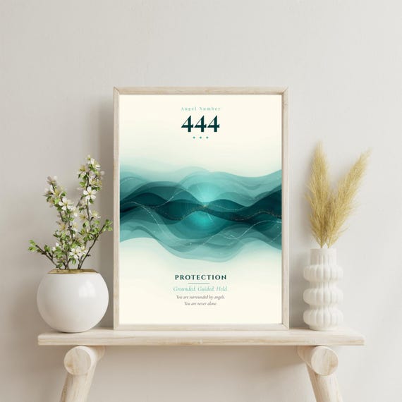 Angel Number 444 Print | Protection & Stability | Spiritual Wall Art | Aura Poster | Printable Digital Download