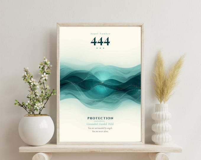 Angel Number 444 Print | Protection & Stability | Spiritual Wall Art | Aura Poster | Printable Digital Download