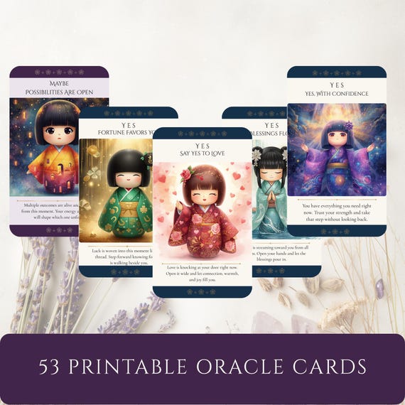 Oracle of Answers Kokeshi Edition 53 Digital Oracle Cards for Clarity, Guidance & Daily Intuition