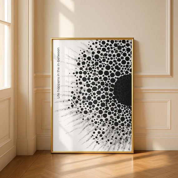Stipple Ink Art Print | Abstract Black White Wall Art (Digital Download)