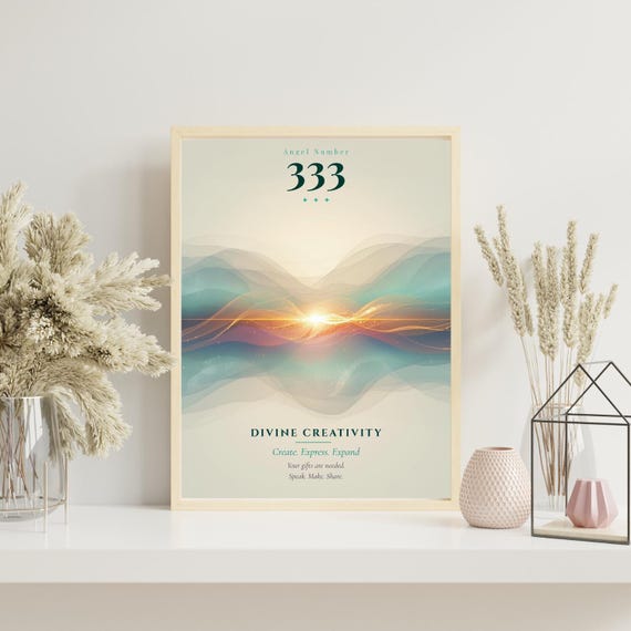Angel Number 333 Print, Divine Creativity Wall Art, Abundance Decor (Digital Download)