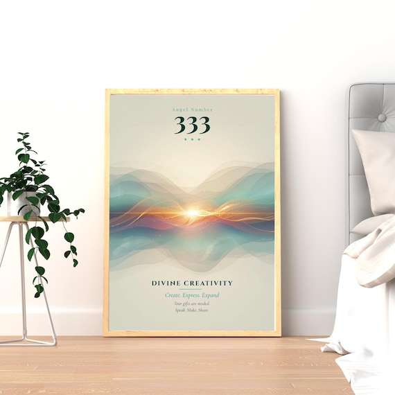 Angel Number 333 Print | Divine Creativity | Spiritual Wall Art | Aura Poster | Printable Digital Download