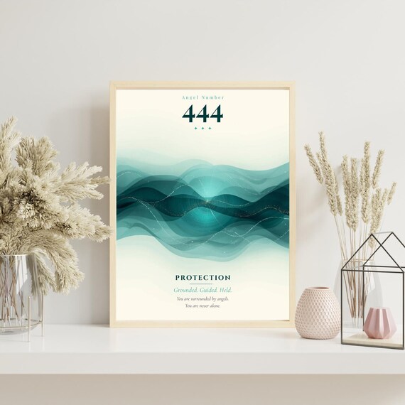 Angel Number 444 Print, Protection Wall Art, Abundance & Wealth Decor, Spiritual Gift, Digital Download