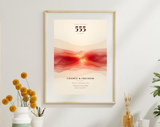 Angel Number 555 Print | Change & Freedom | Spiritual Wall Art | Aura Poster | Printable Digital Download