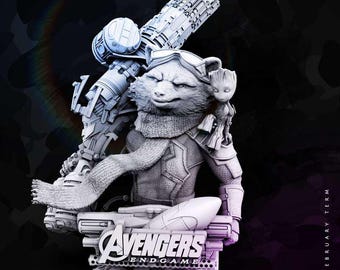 Rocket Raccoon Bust: Avengers Endgame, Unpainted 3D Printed Resin Collectible
