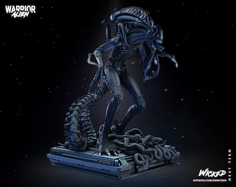 Alien Warrior Statue – 1/6 & 1/12 Scale 3D Printed Resin Model – Sci-Fi Collectible Figure