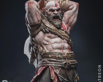 Kratos 3D Printed Statue | God of War Collectible | Unpainted Resin Model 1/12 Scale