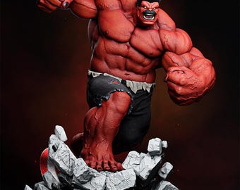Red Hulk Resin Statue: 3D Printed Model (Unpainted, 1/6 Scale)
