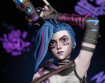 Jinx Statue 1/6 Maßstab | Unbemalte League of Legends Resin Modell
