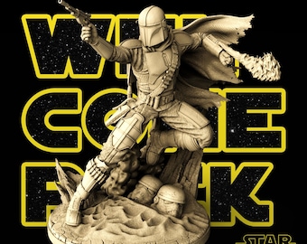 Mandalorian 3D Printed Statue 1/6 1/12 Scale Unpainted Resin Model Star Wars Collectible
