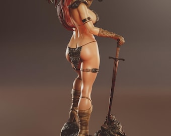 Statua in resina di Red Sonja / Scala 1/4 e 1/6, modello stampato in 3D non verniciato