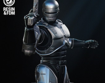 RoboCop Büste | 1/4 & 1/8 Maßstab | Sci-Fi Cyborg Polizei Büste | Film Sammlerstück | 3D gedrucktes Harzmodell | Unbemalt