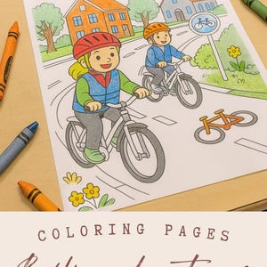 Bundel Fietskleurplaten – 11 afdrukbare fietsbladen voor kinderen | Leuk fietskleurboek pdf | Direct downloaden | 10 + 1 GRATIS